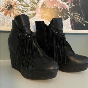 Sbicca Wedge Fringe Booties